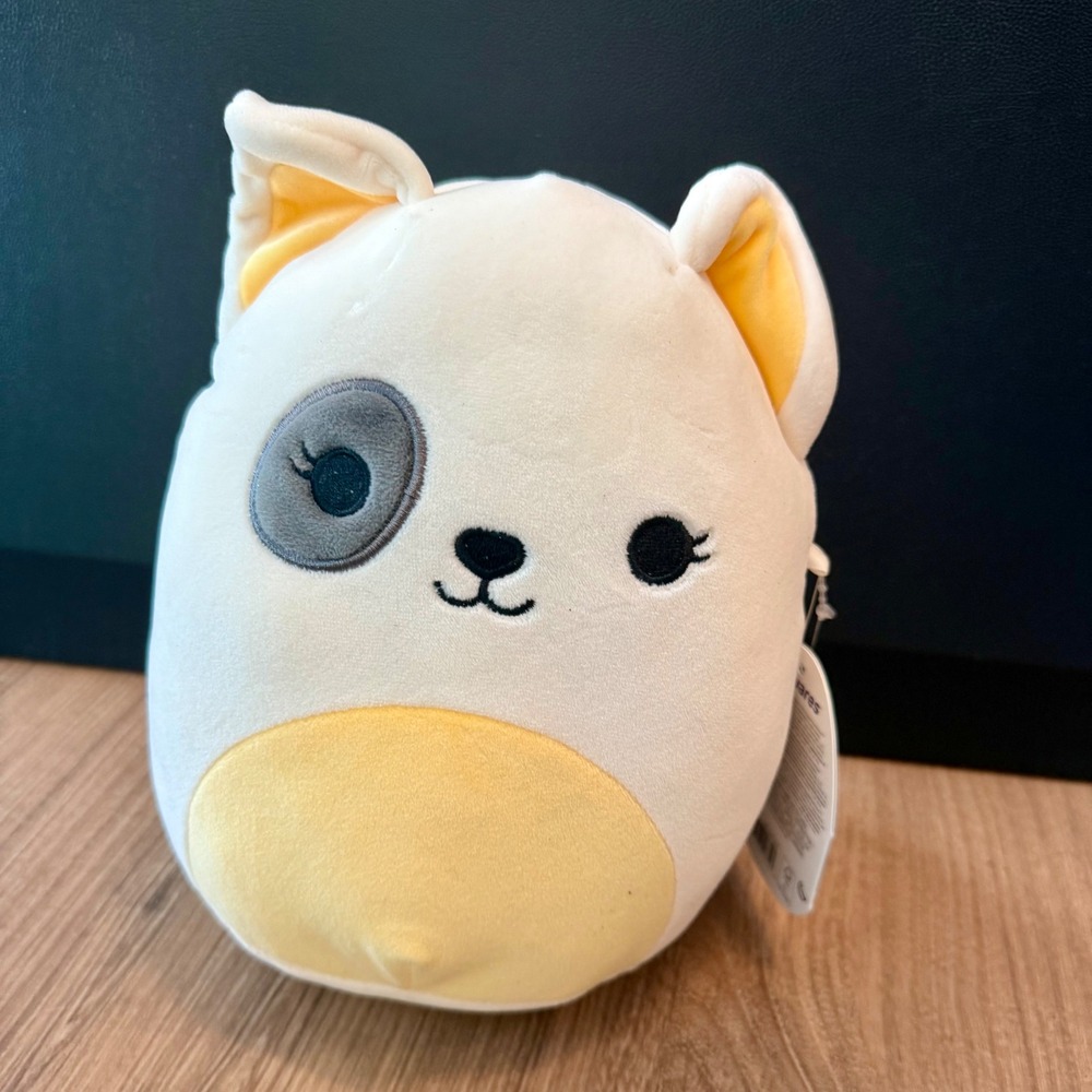 Squishmallows Rupi the Dog 8 Inch Ultra Rare White Yellow Plush Jazwares NWT